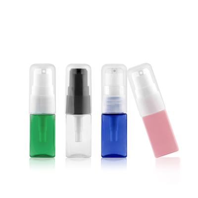 펌프와 10ML 비어 있는 플라스틱 로션 병은 투명한 푸른 분홍색을 녹색으로 만듭니다